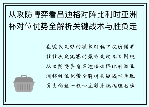 从攻防博弈看吕迪格对阵比利时亚洲杯对位优势全解析关键战术与胜负走向